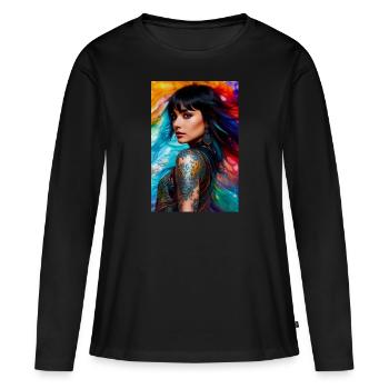 Beauté colorée 12 - T-shirt manches longues Premium bio Femme - noir - Devant - Julia (174cm)
