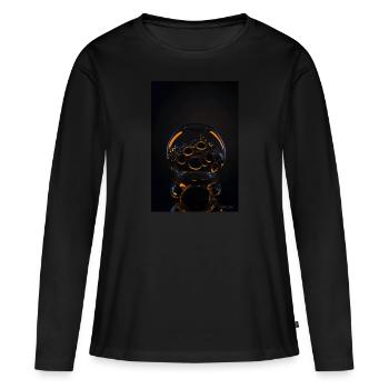 Bulles dans une bulle orange 1 - T-shirt manches longues Premium bio Femme - noir - Devant - Julia (174cm)