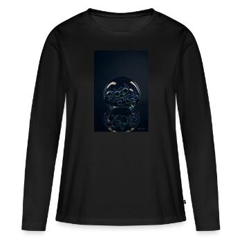 Bulles dans une bulle chrome 1 - T-shirt manches longues Premium bio Femme - noir - Devant - Julia (174cm)