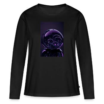 Bulles dans une bulle magenta 2 - T-shirt manches longues Premium bio Femme - noir - Devant - Julia (174cm)