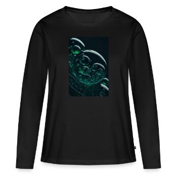 Bulles dans une bulle verte 2 - T-shirt manches longues Premium bio Femme - noir - Devant - Julia (174cm)