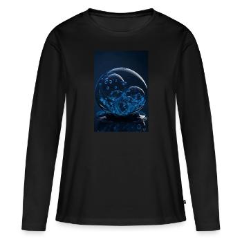 Bulles dans une bulle bleue 2 - T-shirt manches longues Premium bio Femme - noir - Devant - Julia (174cm)