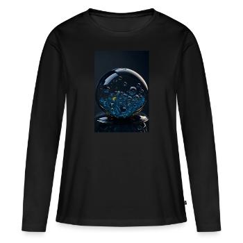 Bulles dans une bulle chromée 2 - T-shirt manches longues Premium bio Femme - noir - Devant - Julia (174cm)