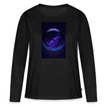 Wolken in einer Blase lila2 - Frauen Premium Bio Langarmshirt - Schwarz - Vorne - Julia (174cm)