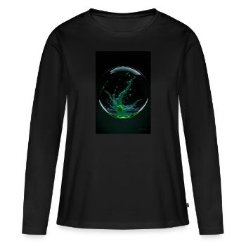 Kaos in einer Blase grün 2 - Frauen Premium Bio Langarmshirt - Schwarz - Vorne - Julia (174cm)