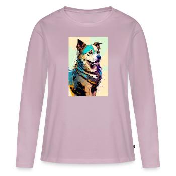 Inkpunk Dog 1 - T-shirt manches longues Premium bio Femme - rose poudré - Devant - Julia (174cm)
