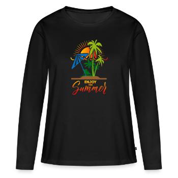 Profitez de l’été - T-shirt manches longues Premium bio Femme - noir - Devant - Julia (174cm)