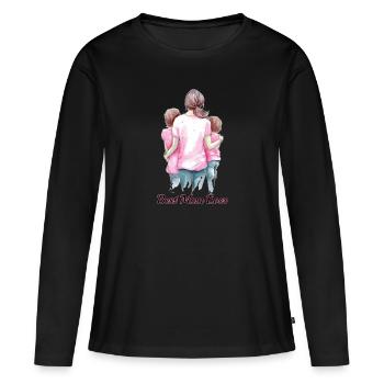 Mere et enfants de dos - T-shirt manches longues Premium bio Femme - noir - Devant - Julia (174cm)
