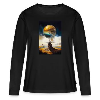 Le monde - T-shirt manches longues Premium bio Femme - noir - Devant - Julia (174cm)