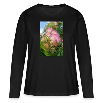 Persischer Seidenbaum auch rosa Seidenbaum auch Mimose - Frauen Premium Bio Langarmshirt - Schwarz - Vorne - Julia (174cm)