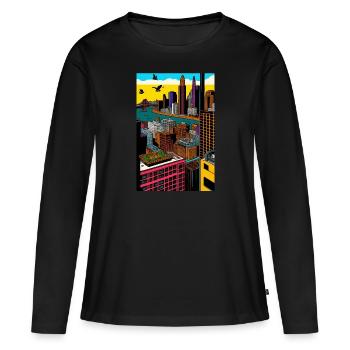 San Francisco - T-shirt manches longues Premium bio Femme - noir - Devant - Julia (174cm)