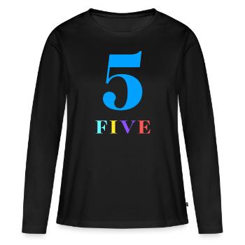 Five -5e anniversaire - T-shirt manches longues Premium bio Femme - noir - Devant - Julia (174cm)