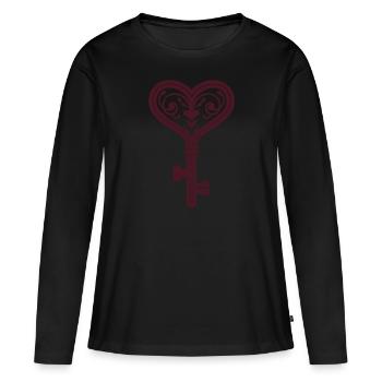 Der Schlüssel der Liebe - Frauen Premium Bio Langarmshirt - Schwarz - Vorne - Julia (174cm)