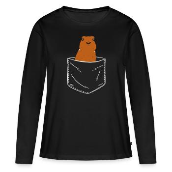 Chien de prairie - T-shirt manches longues Premium bio Femme - noir - Devant - Julia (174cm)