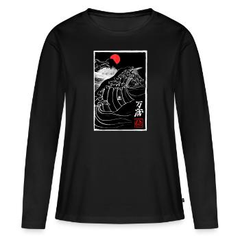 manga banzai large - T-shirt manches longues Premium bio Femme - noir - Devant - Julia (174cm)
