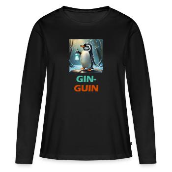 Pinguin lustiger Wortspiel & Party - Frauen Premium Bio Langarmshirt - Schwarz - Vorne - Julia (174cm)