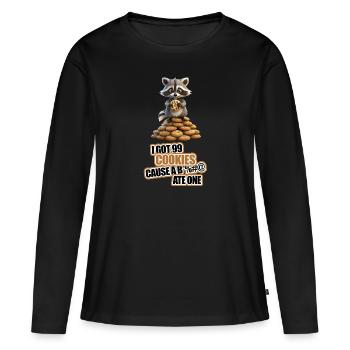 J’ai 99 Cookies cause un ... J’en ai mangé un - Raco mignon - T-shirt manches longues Premium bio Femme - noir - Devant - Julia (174cm)