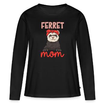 Furet, propriétaire de furet - T-shirt manches longues Premium bio Femme - noir - Devant - Julia (174cm)