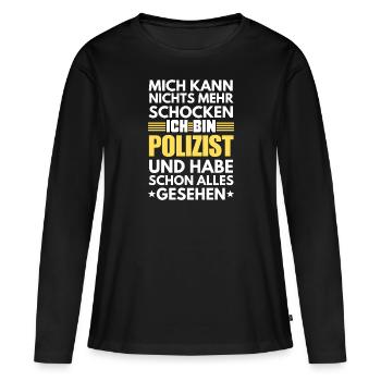 Policier non électrocutable - T-shirt manches longues Premium bio Femme - noir - Devant - Julia (174cm)