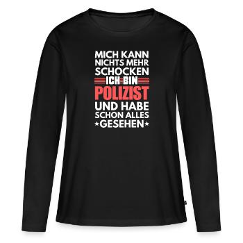 Policier non électrocutable - T-shirt manches longues Premium bio Femme - noir - Devant - Julia (174cm)