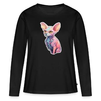 Sphinx-Katze - Frauen Premium Bio Langarmshirt - Schwarz - Vorne - Julia (174cm)