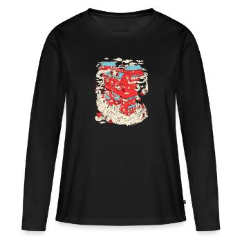 Le quartier Shinto - T-shirt manches longues Premium bio Femme - noir - Devant - Julia (174cm)