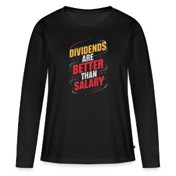 Les dividendes valent mieux que le salaire - T-shirt manches longues Premium bio Femme - noir - Devant - Julia (174cm)