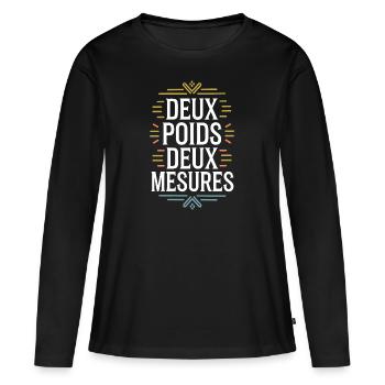 Deux poids deux mesures - T-shirt manches longues Premium bio Femme - noir - Devant - Julia (174cm)