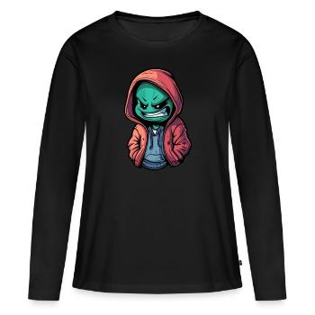 comicfigur fantasy gesicht - Frauen Premium Bio Langarmshirt - Schwarz - Vorne - Julia (174cm)