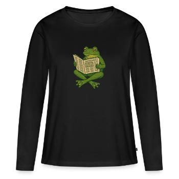 Grenouille - T-shirt manches longues Premium bio Femme - noir - Devant - Julia (174cm)