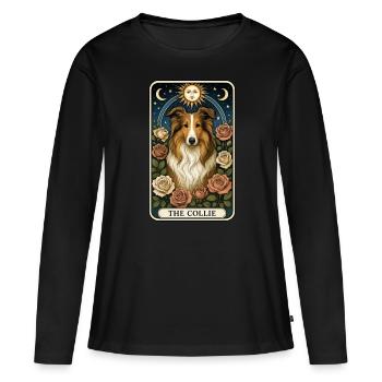 Collie - Frauen Premium Bio Langarmshirt - Schwarz - Vorne - Julia (174cm)