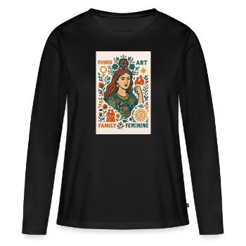 Woman is a power, power is a woman - Women's Premium Organic Long Sleeve Shirt - black - Front - Julia (174cm)