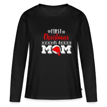 Santa First Christmas als Mutter Lustige neue Eltern X. - Frauen Premium Bio Langarmshirt - Schwarz - Vorne - Julia (174cm)