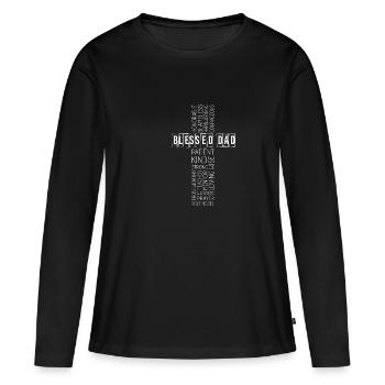 Christian Blessed Dad Cross Vatertag - Frauen Premium Bio Langarmshirt - Schwarz - Vorne - Julia (174cm)