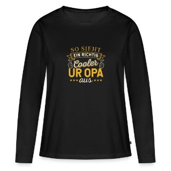 Opa Großvater Papa Rentner Ur Enkelkind Ur Opa - Frauen Premium Bio Langarmshirt - Schwarz - Vorne - Julia (174cm)