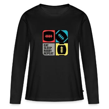 Rugby Rugby Joueur Rugby Saison Rugby Rugbytime - T-shirt manches longues Premium bio Femme - noir - Devant - Julia (174cm)