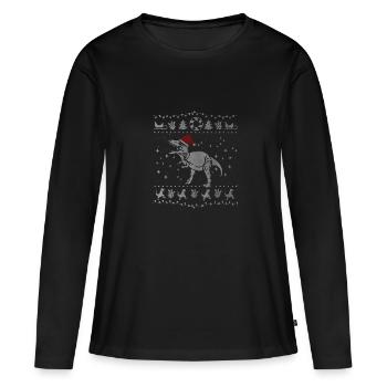 T-Rex laid de chemise de dinosaure de Noël - T-shirt manches longues Premium bio Femme - noir - Devant - Julia (174cm)