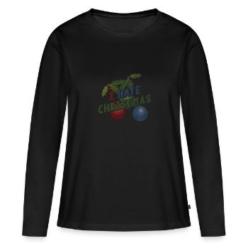 Anti je hais la chemise de Noël contre Noël - T-shirt manches longues Premium bio Femme - noir - Devant - Julia (174cm)