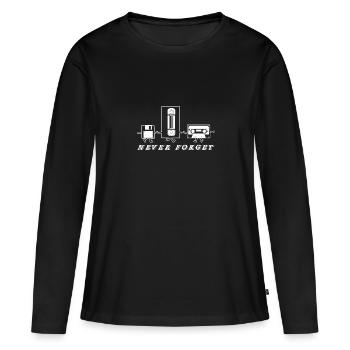 Never forget Kassette Kassetterekorder Disketten - Frauen Premium Bio Langarmshirt - Schwarz - Vorne - Julia (174cm)
