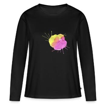 Taches de peinture - T-shirt manches longues Premium bio Femme - noir - Devant - Julia (174cm)