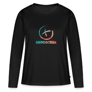 Géocacher PopArt - T-shirt manches longues Premium bio Femme - noir - Devant - Julia (174cm)