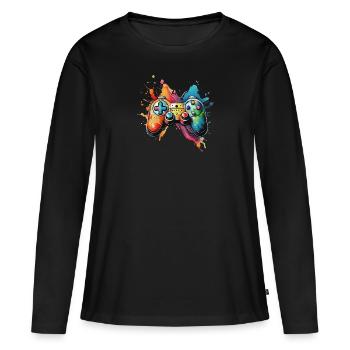 Gamepad, Gamer, Console - Women's Premium Organic Long Sleeve Shirt - black - Front - Julia (174cm)