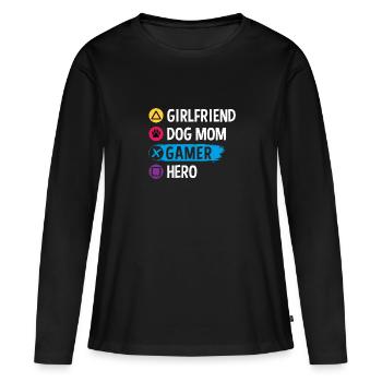 Controller Videospiel Zocker Gamer Computerspiel - Frauen Premium Bio Langarmshirt - Schwarz - Vorne - Julia (174cm)