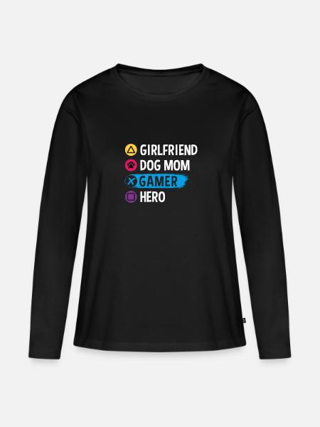 Controller Videospiel Zocker Gamer Computerspiel - Frauen Premium Bio Langarmshirt - Schwarz