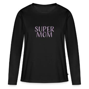 super mama, mutter der liebe, die beste mutter - Frauen Premium Bio Langarmshirt - Schwarz - Vorne - Julia (174cm)