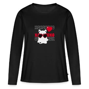 Valentinstag xoxo xoxo hugs kisses Liebe verliebt - Frauen Premium Bio Langarmshirt - Schwarz - Vorne - Julia (174cm)