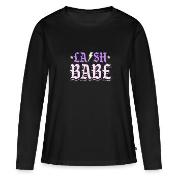 Wimpern-Babe - Frauen Premium Bio Langarmshirt - Schwarz - Vorne - Julia (174cm)