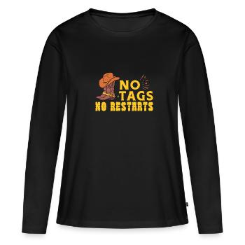 Keine Tags Keine Neustarts - Frauen Premium Bio Langarmshirt - Schwarz - Vorne - Julia (174cm)