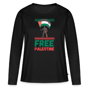 Free Palestine Palestine Paix Liberté - T-shirt manches longues Premium bio Femme - noir - Devant - Julia (174cm)
