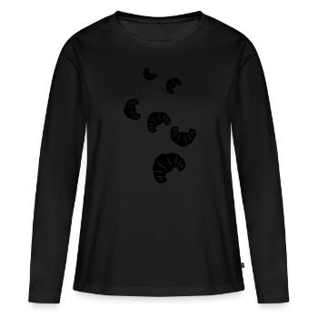 Croissant Symbol - Frauen Premium Bio Langarmshirt - Schwarz - Vorne - Julia (174cm)